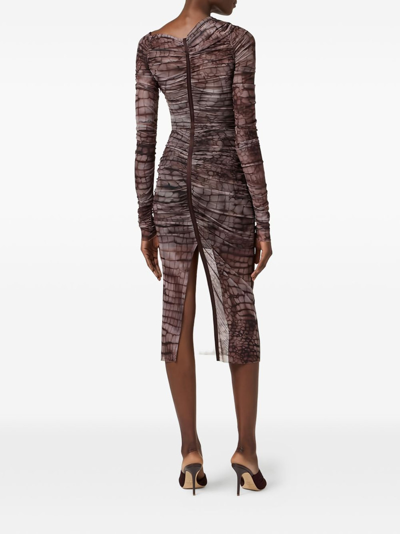 alligator-print ruched midi dress 3