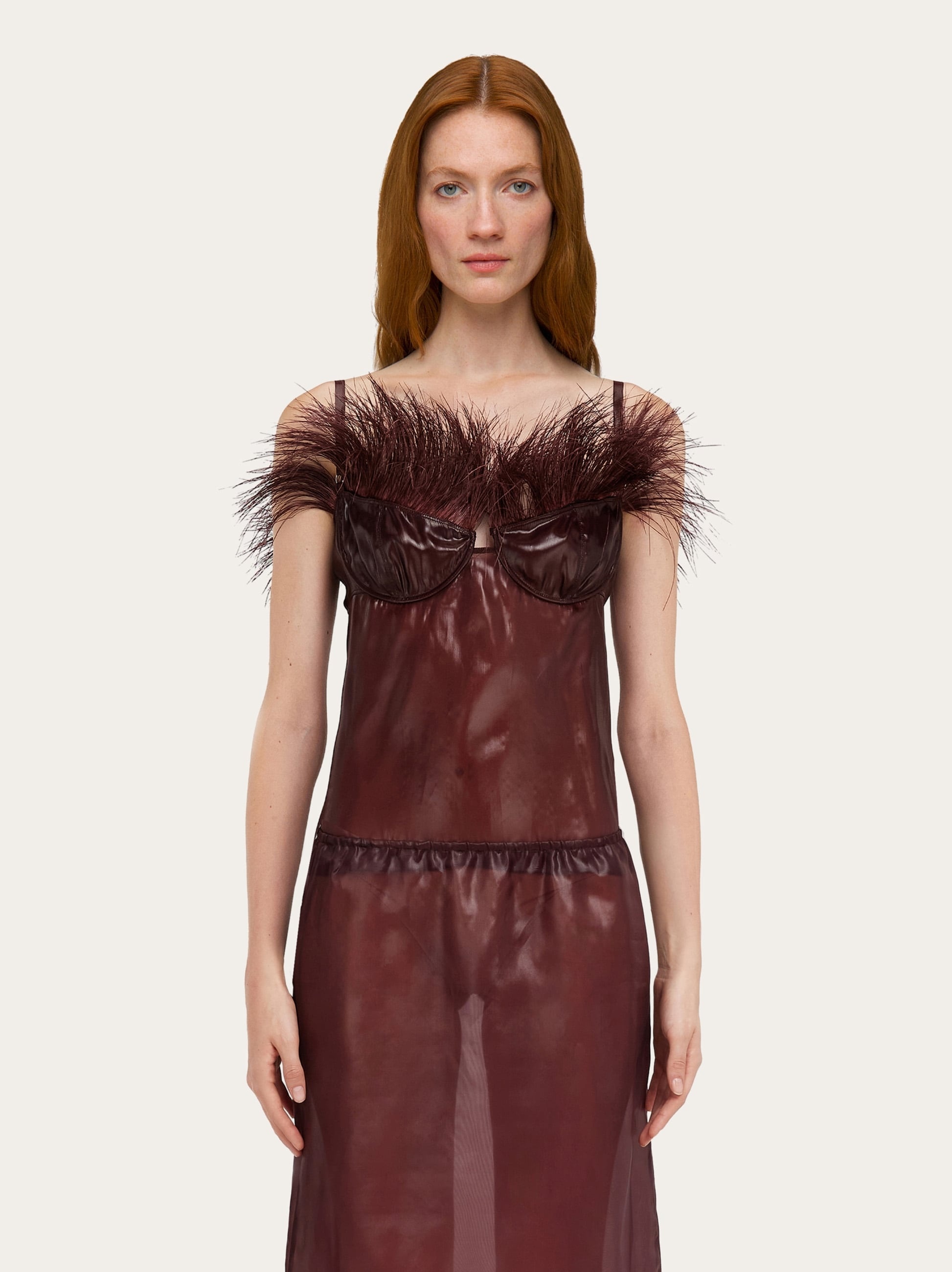 Organza top with feather embellishment - 2