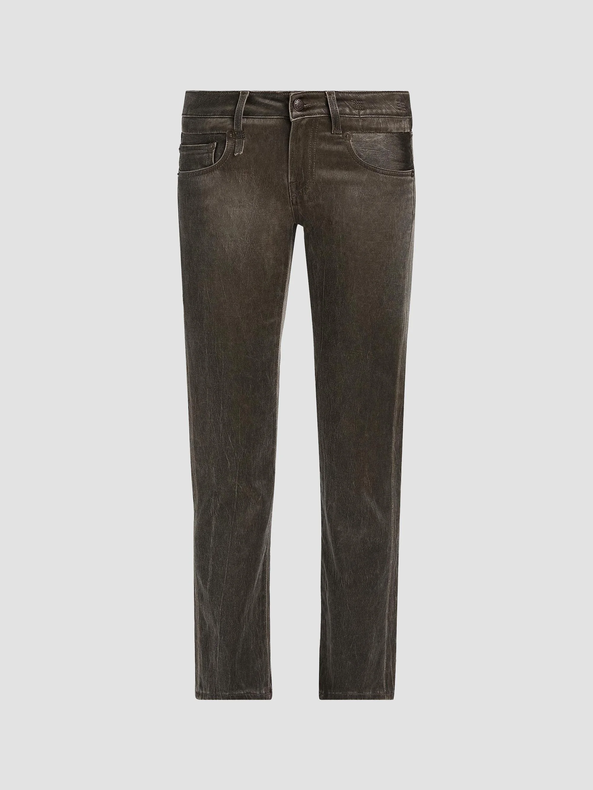 Women's Straight-Leg Jeans - Brown Stretch Sateen - 1