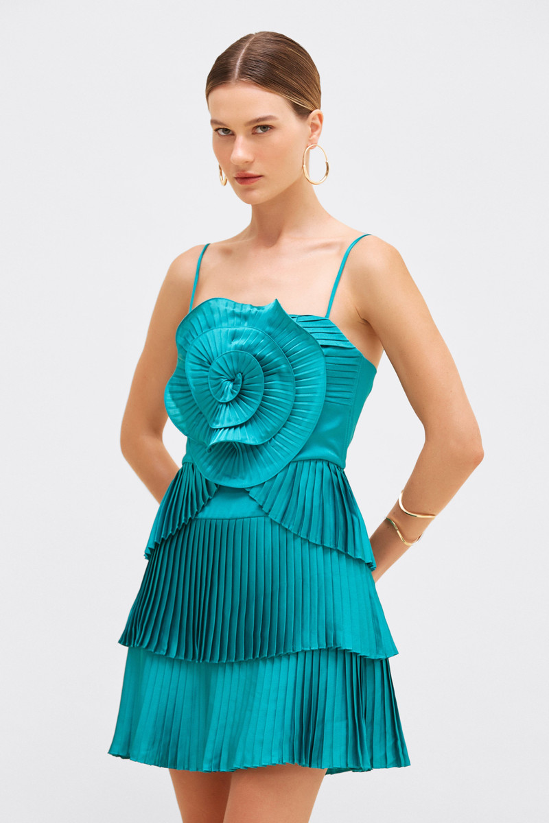 DREAM SATIN FLOWER MINI DRESS 1