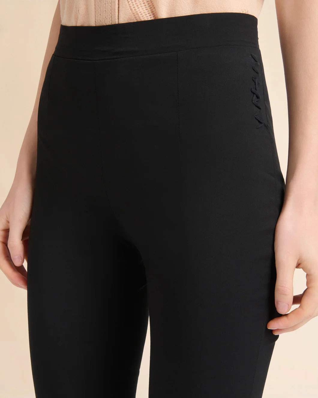 BLACK STRETCH POPLIN TROUSERS WITH MARNI SYMBOL - 5
