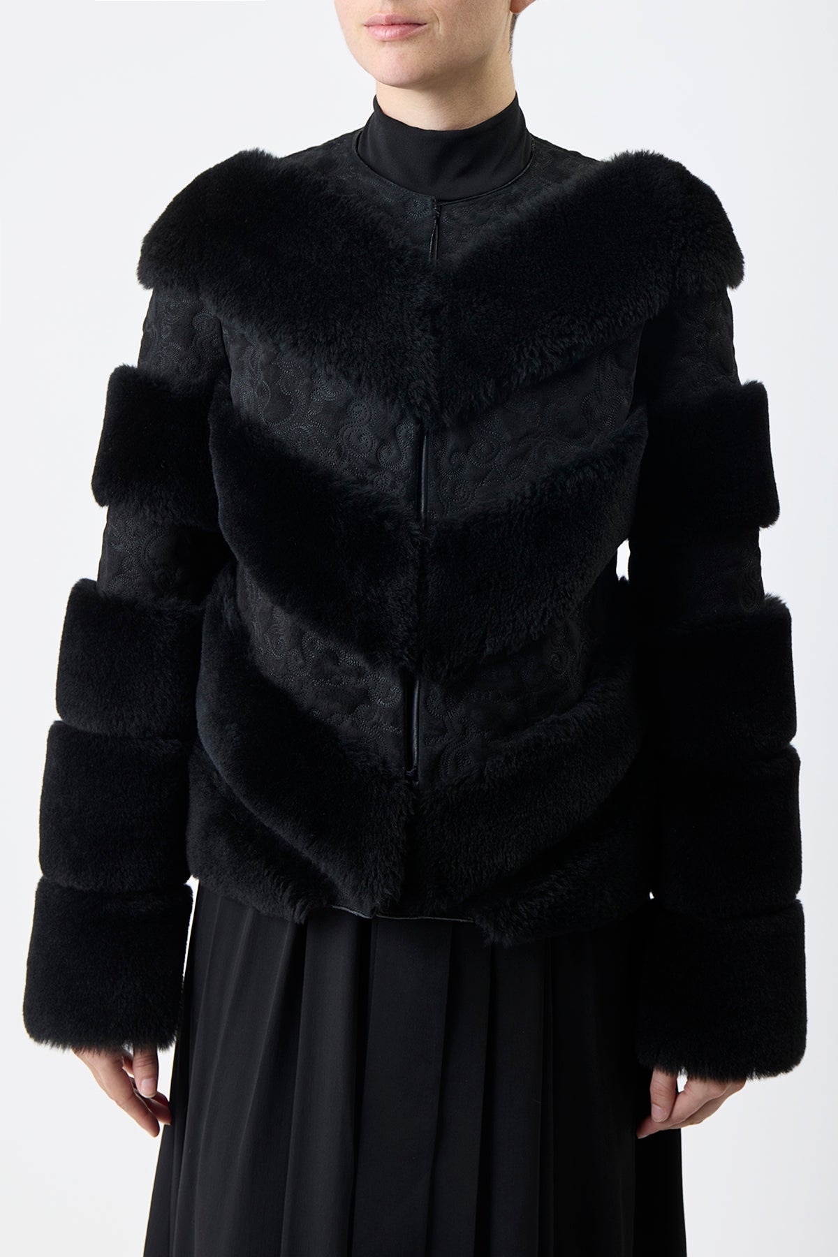 Carys Jacket in Black Suede with Shearling - 5