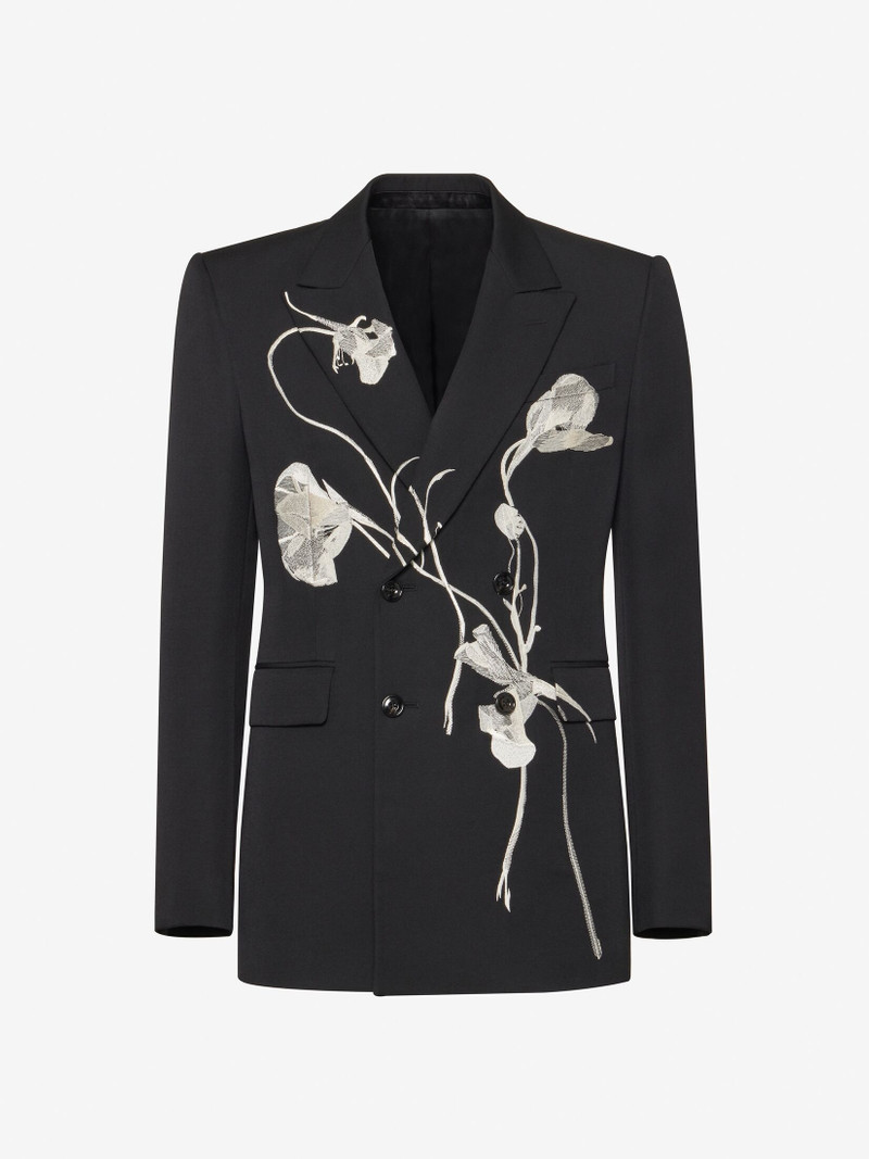Alexander McQueen Men's Pressed Flower Double-breasted Jacket in Black outlook