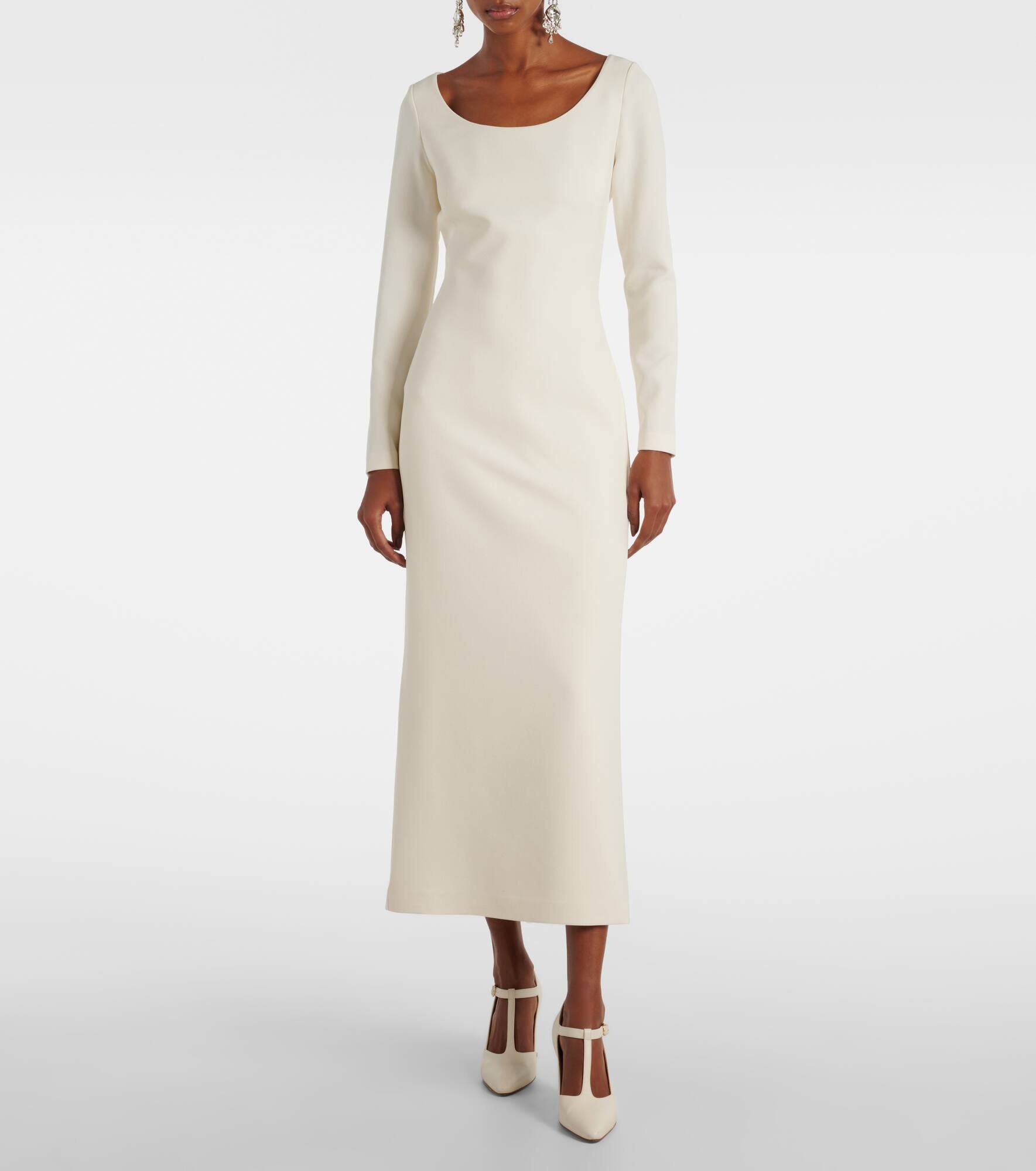 Bridal Gullu caped crêpe midi dress - 6