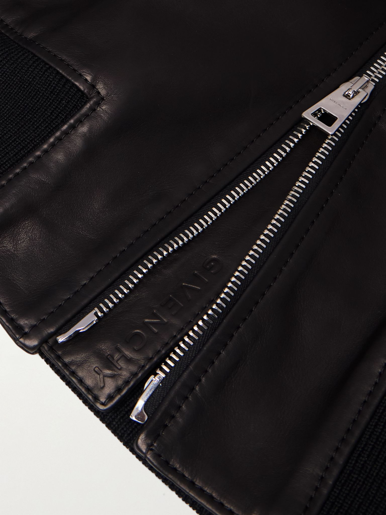 Leather Bomber Jacket Black - 6