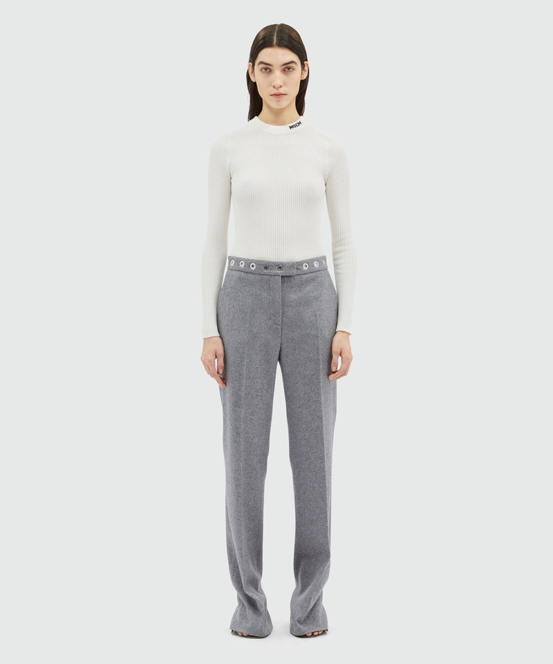 MSGM Cream wool pants with studs outlook