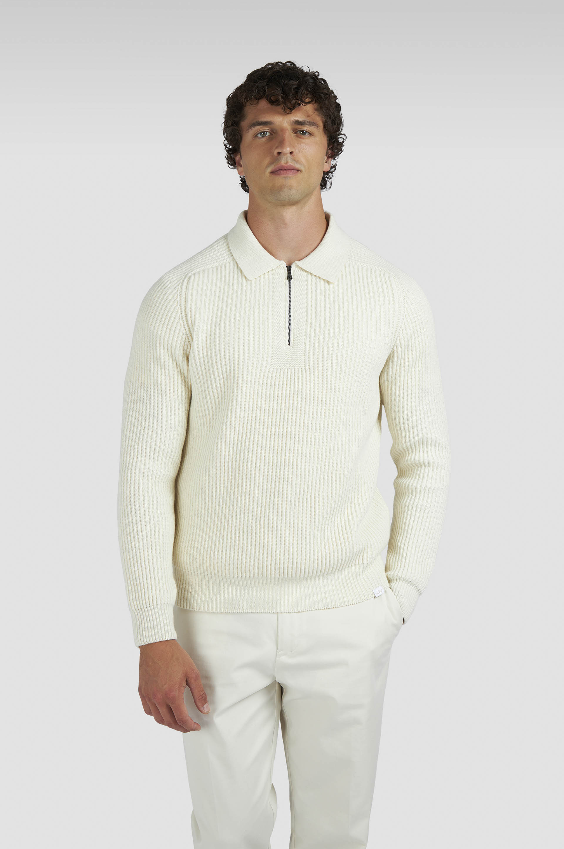 ZIPPED RE-WOOL POLO SHIRT - 6