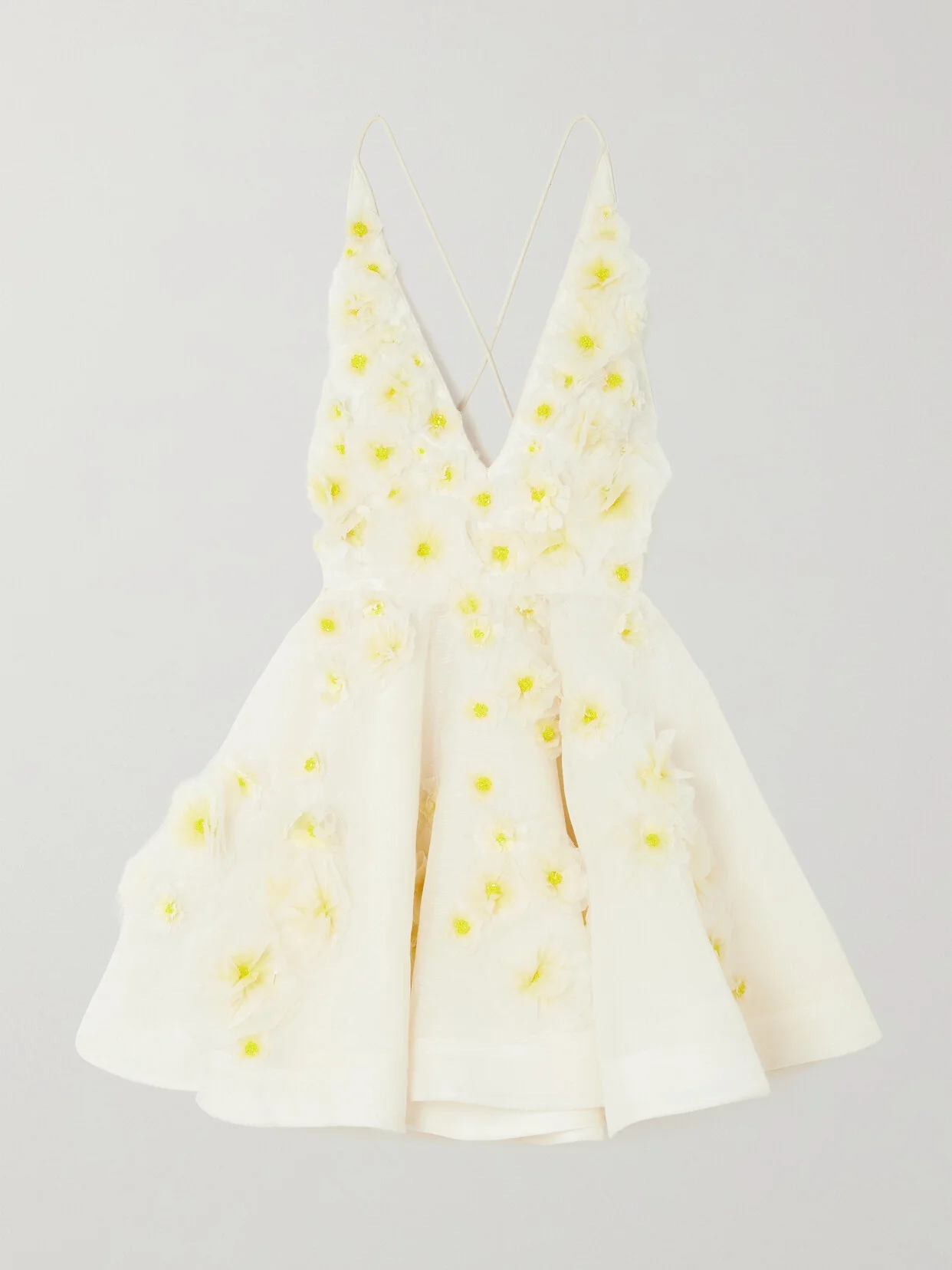 Daisy Embellished Linen And Silk-blend Mini Dress - 1