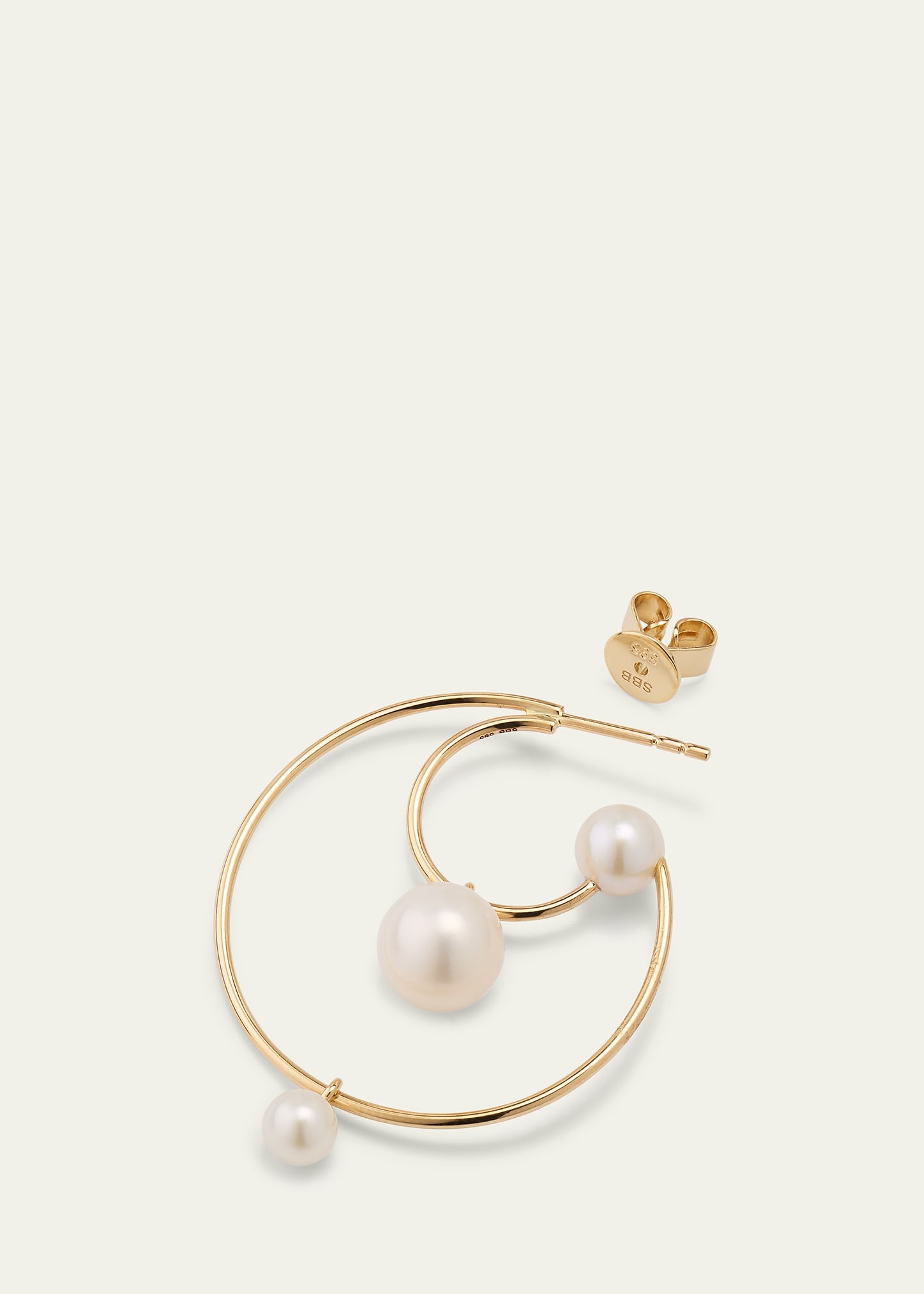 Bain Perle Double Hoop Earring with Freshwater Pearls and 14K Yellow Gold, Single - 4
