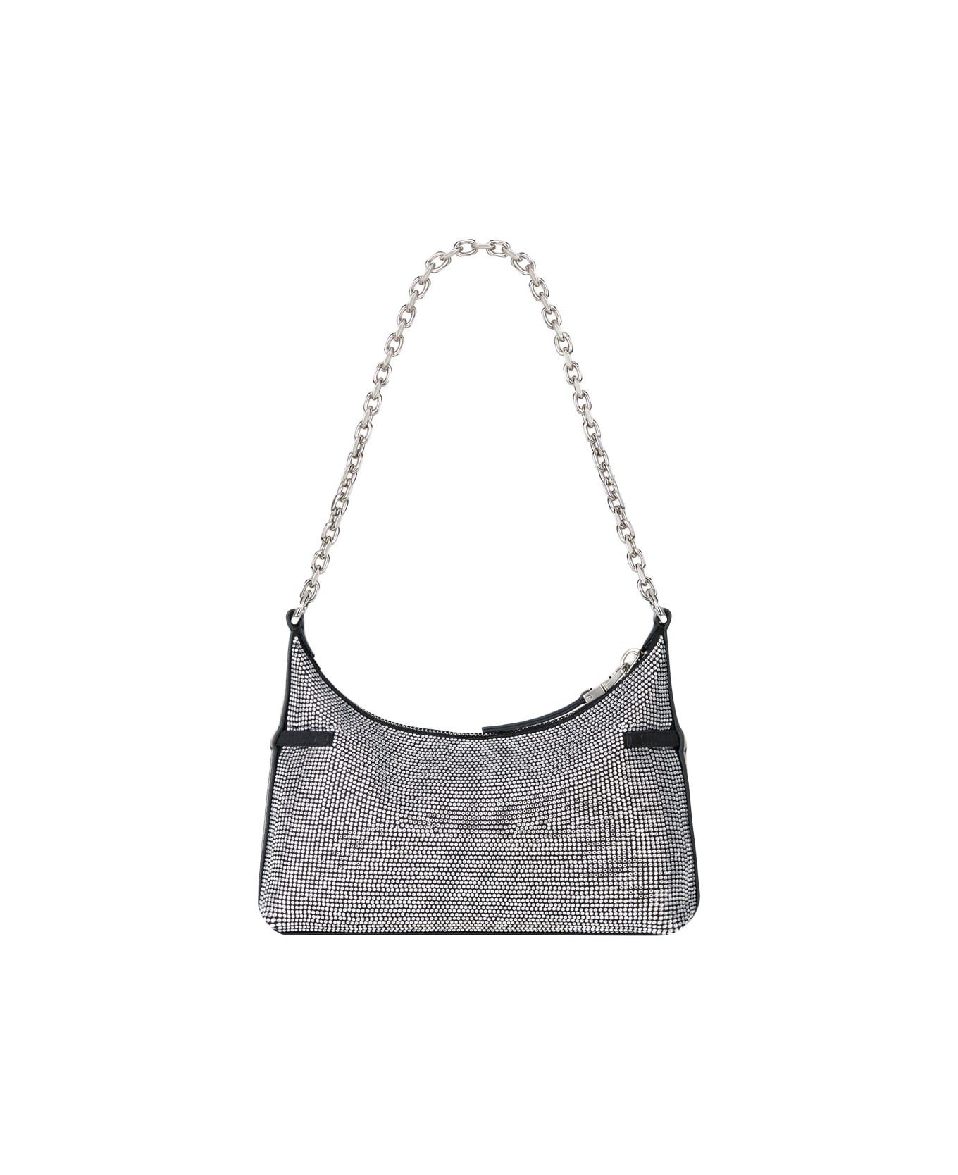 Voyou Party Bag In Black Satin With Rhinestones - 2