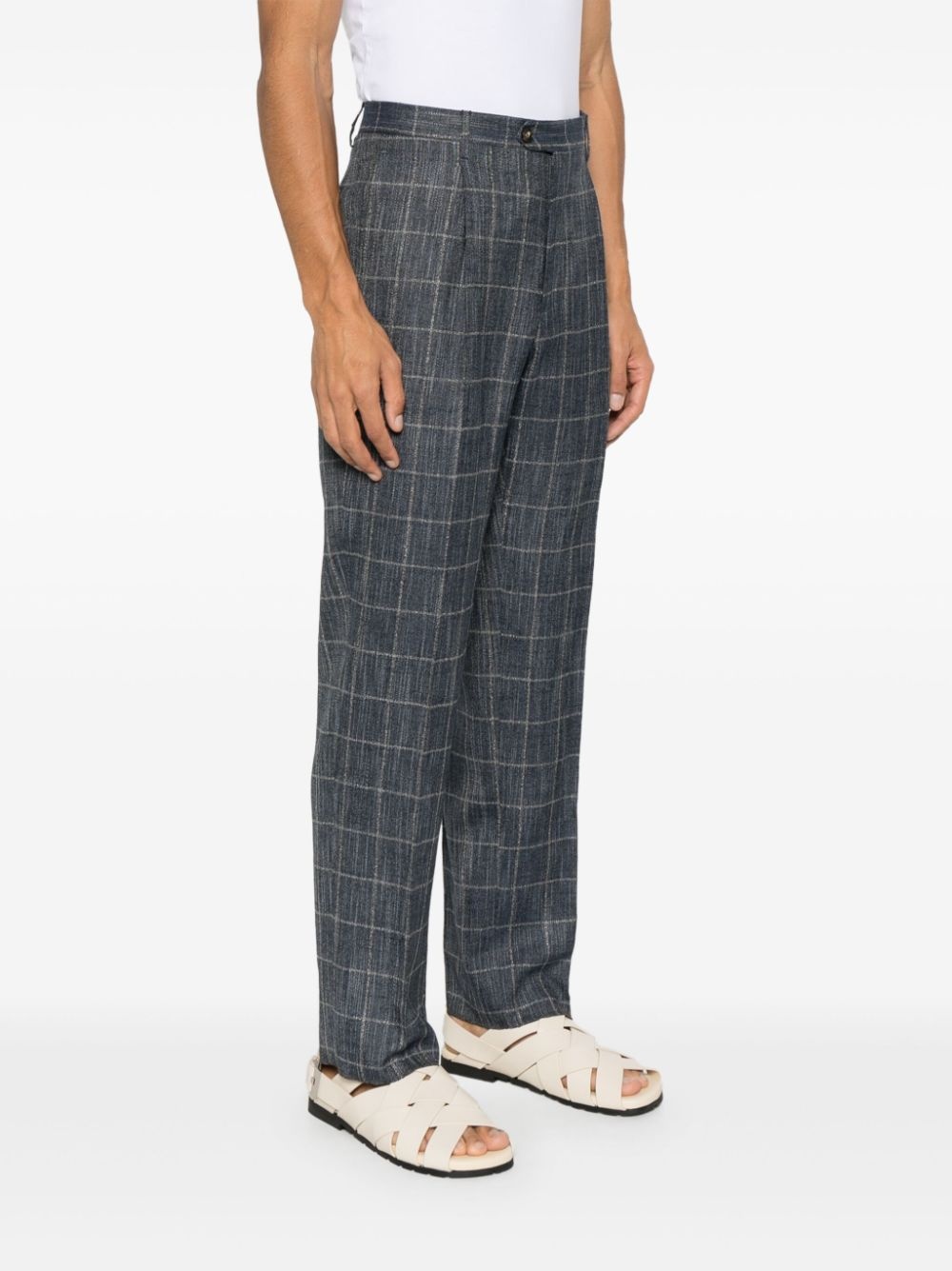 windowpane-pattern trousers - 3