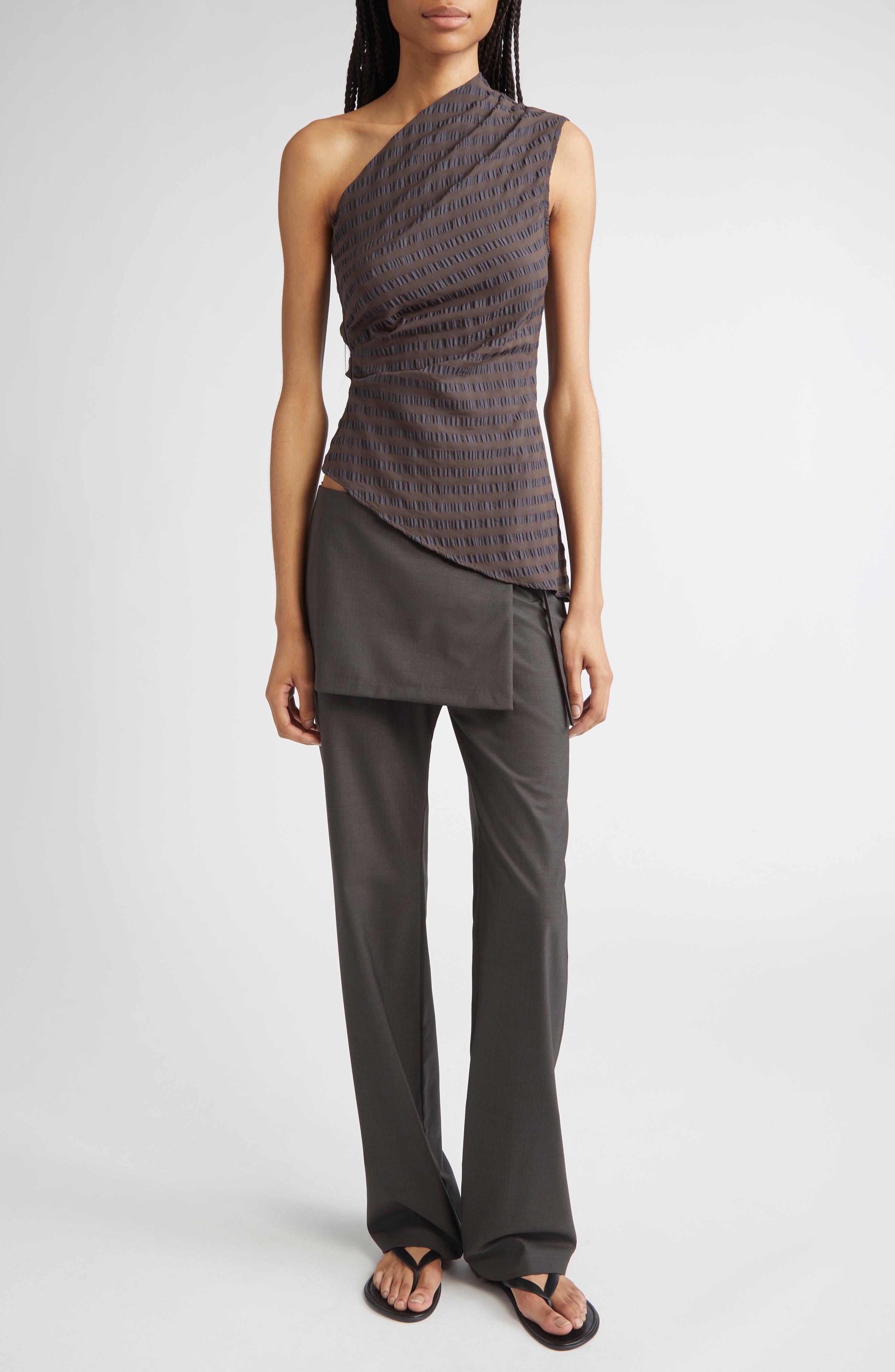 Paloma Wool Win Asymmetric Gingham Seersucker One-Shoulder Top in Lilac at Nordstrom - 2