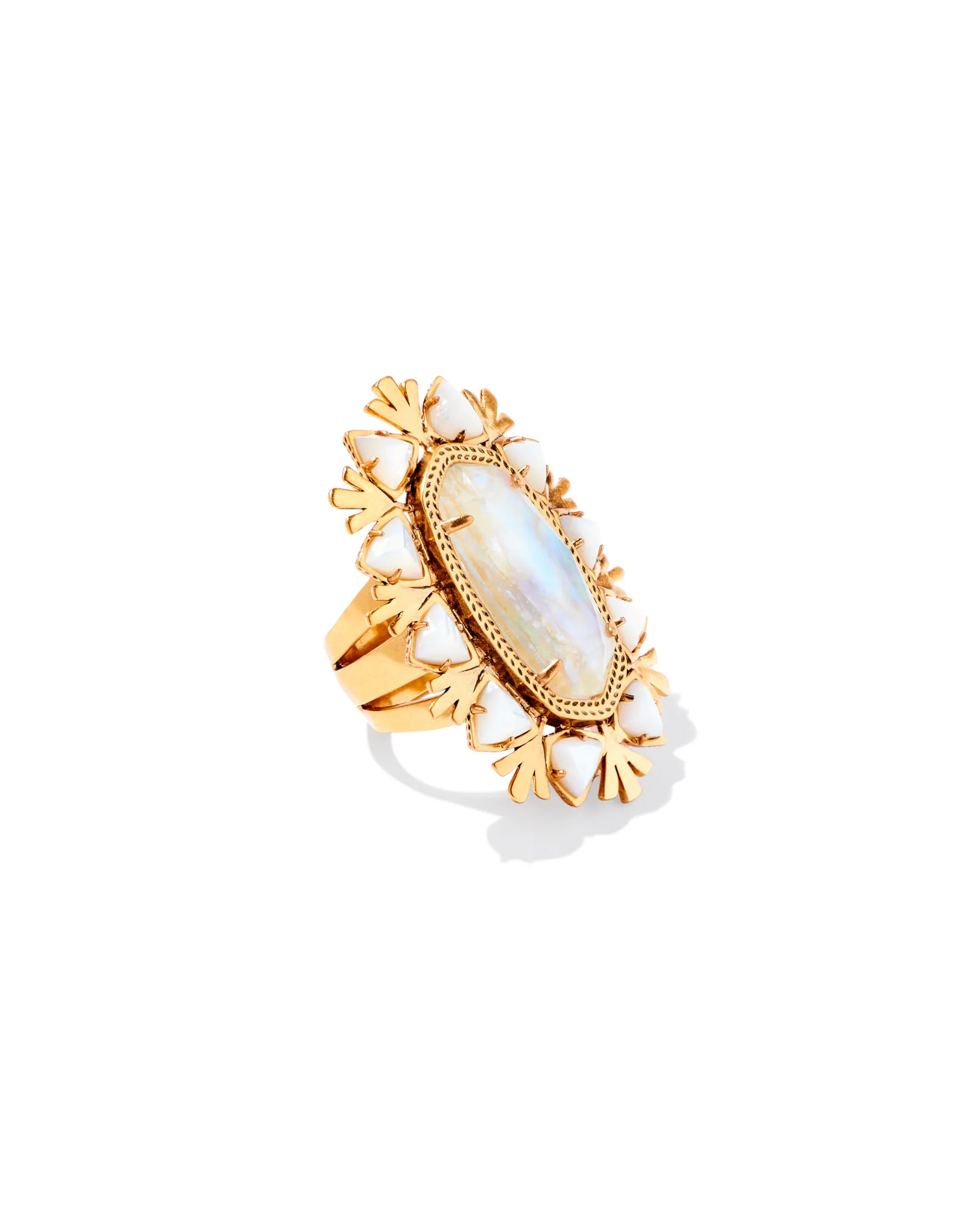 Havana Vintage Gold Cocktail Ring in Iridescent Abalone - 1