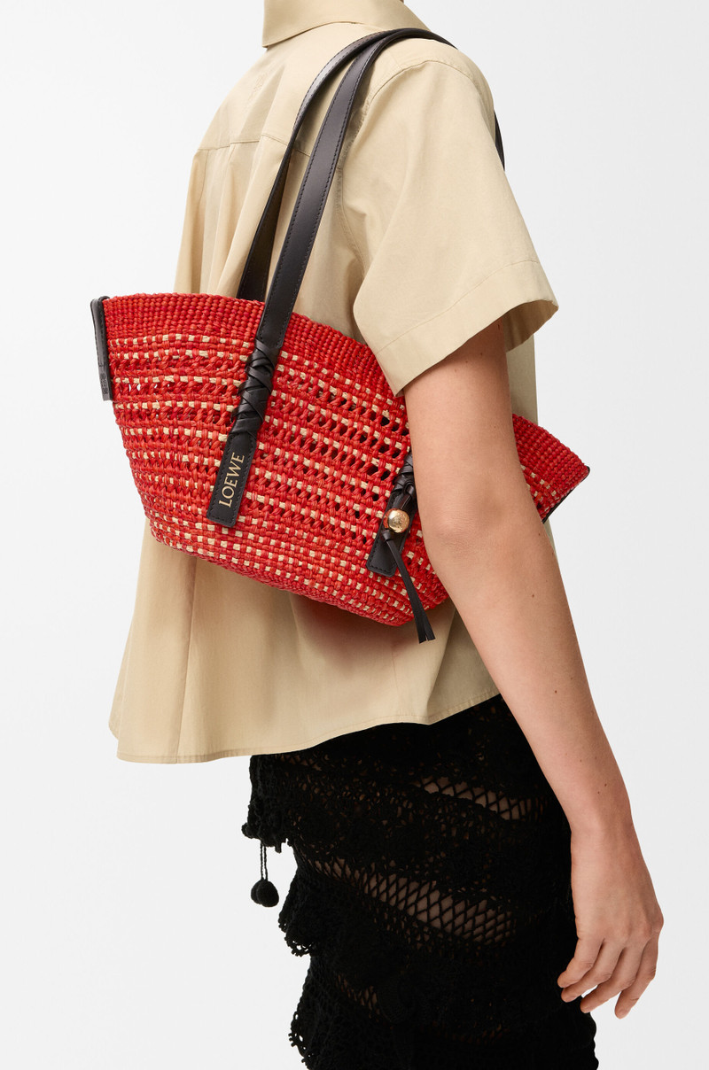 Small Braid basket in iraca palm and calfskin 3