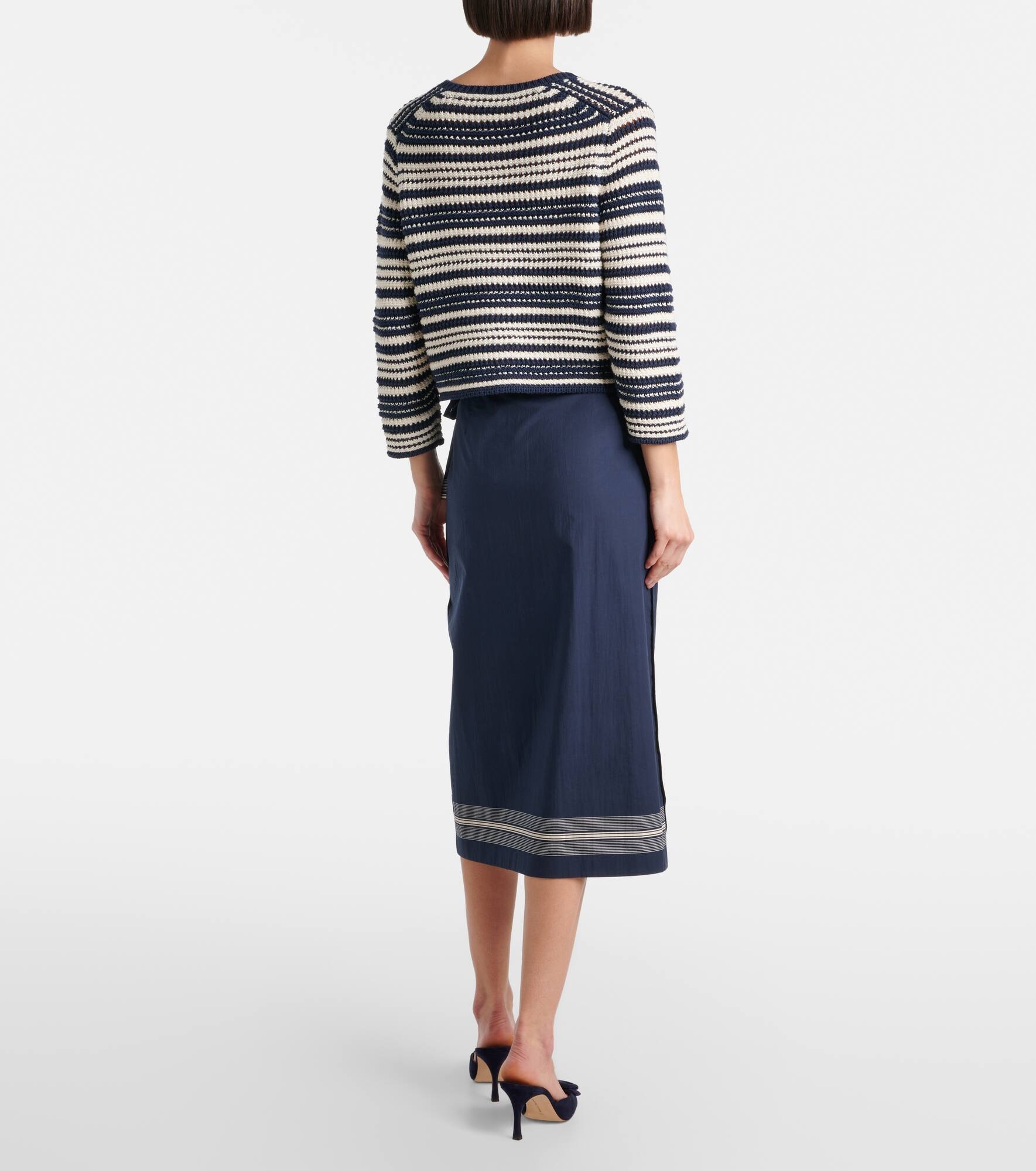 Open-knit striped cotton cardigan - 3