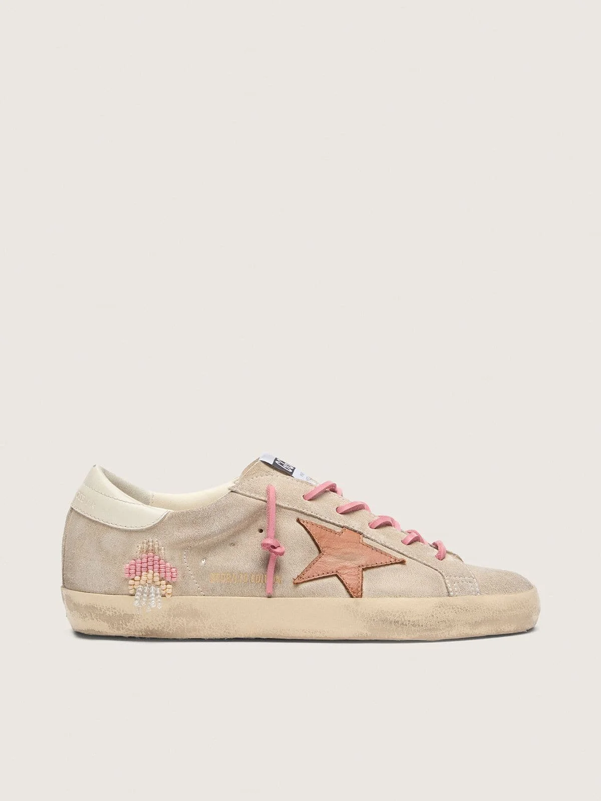 Women’s Super-Star LTD in pearl suede with brick-red star and embroidery - 1