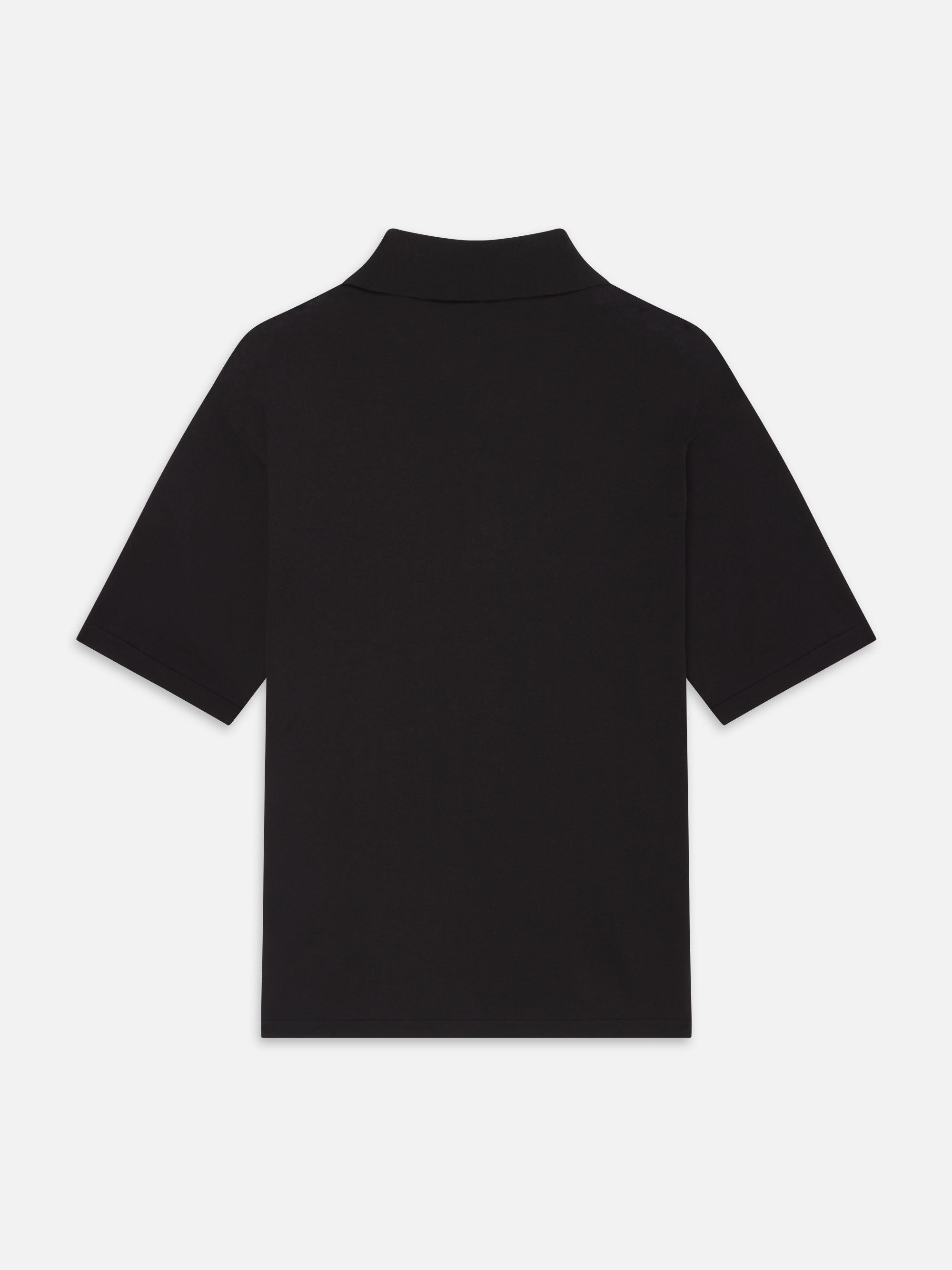 Cotton Silk Polo Sweater in Black - 3