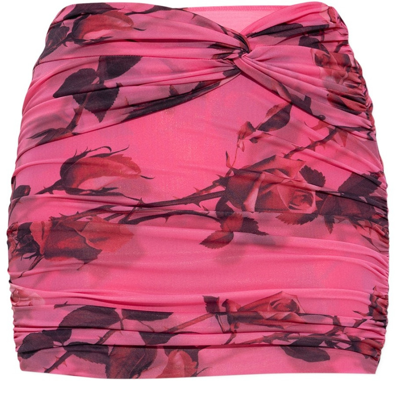 floral-print ruched 미니 스커트 - 1