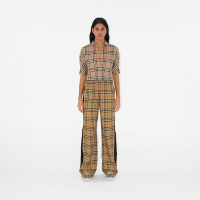 Burberry Side Stripe Vintage Check Stretch Cotton Trousers outlook