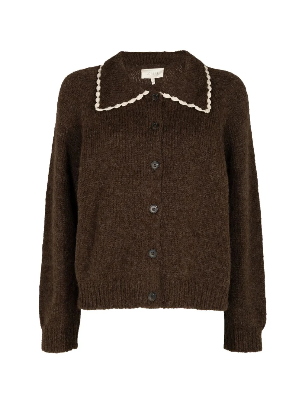 crochet-trim collar cardigan - 1