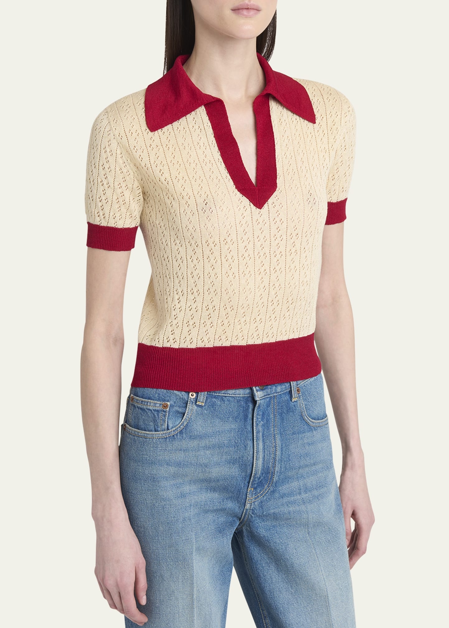 Pointelle Linen-Viscose Sweater - 4