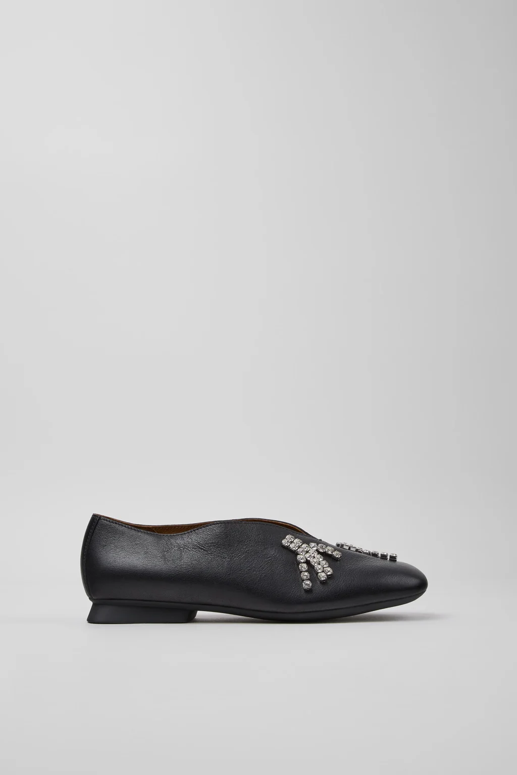 Twins Black Leather Ballerinas for Women. - 1