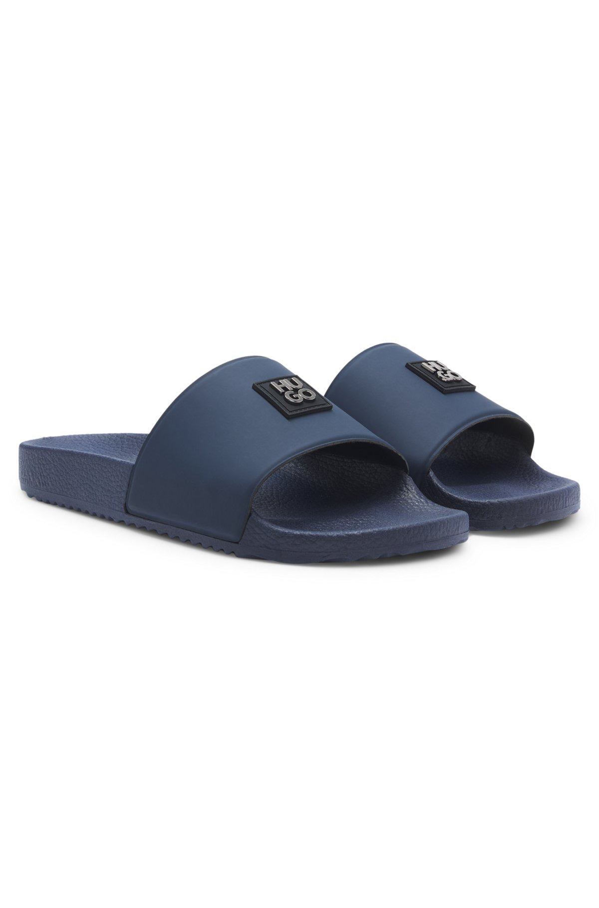 ITALIAN-MADE SLIDES WITH CONTRAST-LOGO STRAP - 2