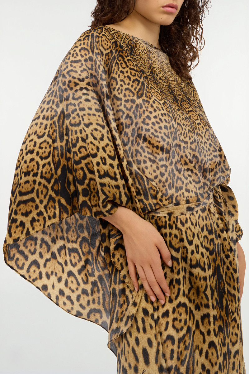 Long silk dress with Jaguar Skin print 6