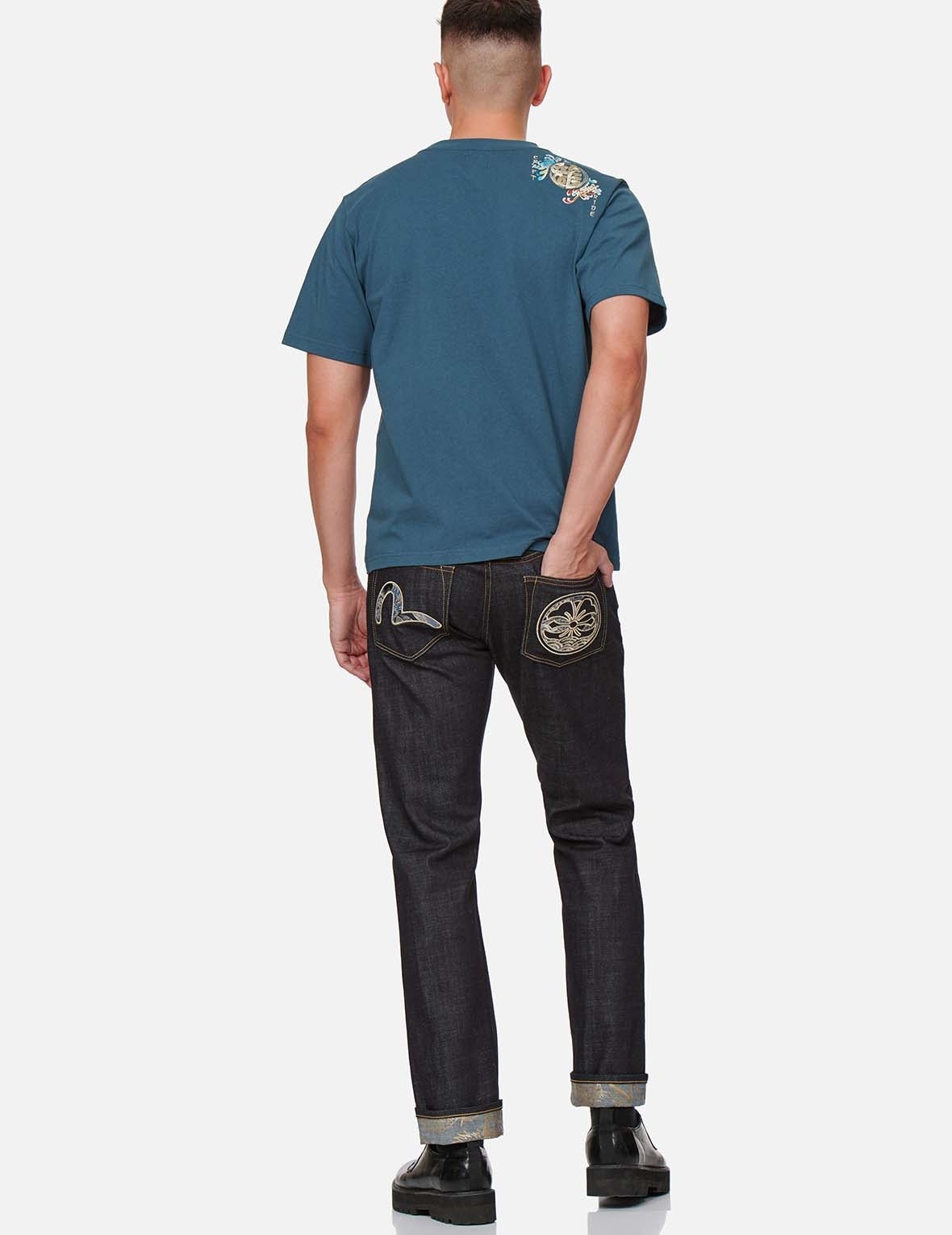 BROCADE SEAGULL AND KAMON APPLIQUÉ SLIM STRAIGHT FIT JEANS #2010 - 5
