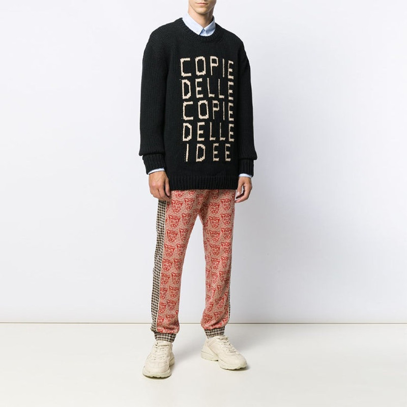 GUCCI Gucci Houndstooth Cat Print Track Pants 'Orange' 580555-XJBGQ-7548 outlook