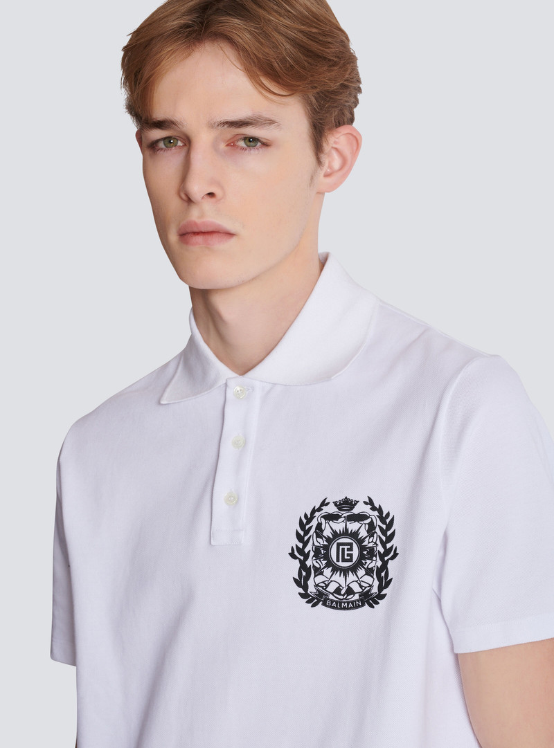 Cotton polo shirt with Écusson print 7