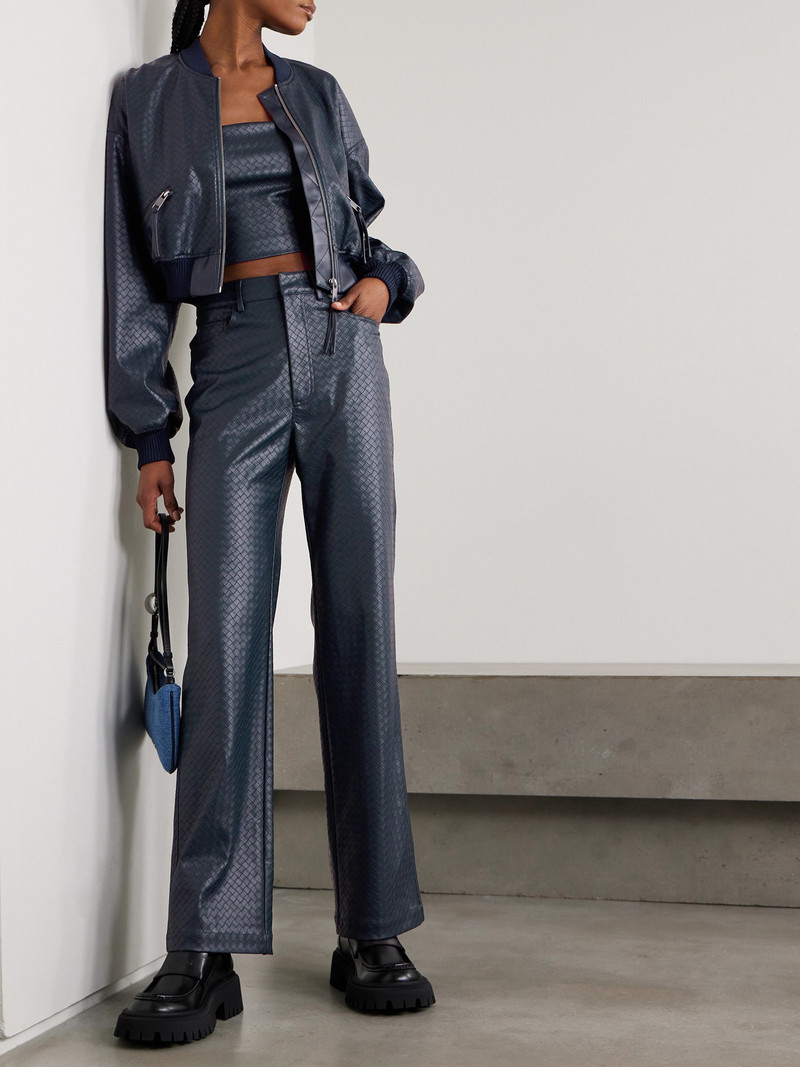 ROTATE Rotie Woven Recycled-faux Leather Straight-leg Pants outlook