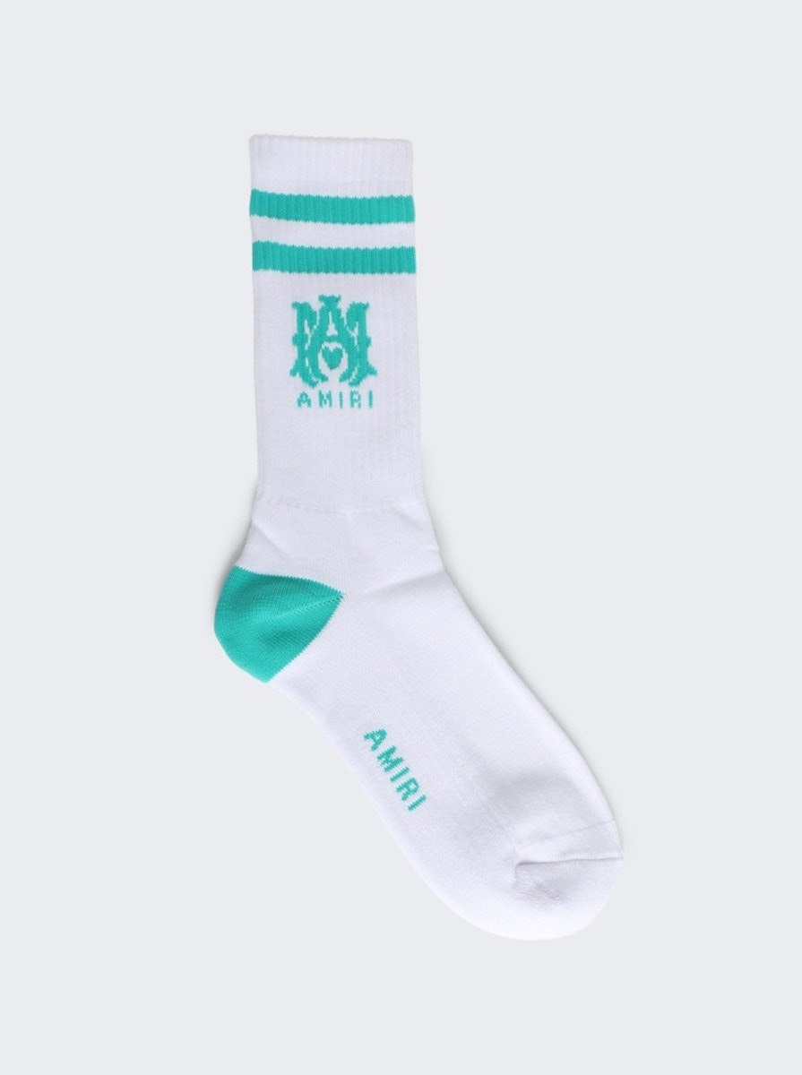 MA Tube Sock White and Teal - 1