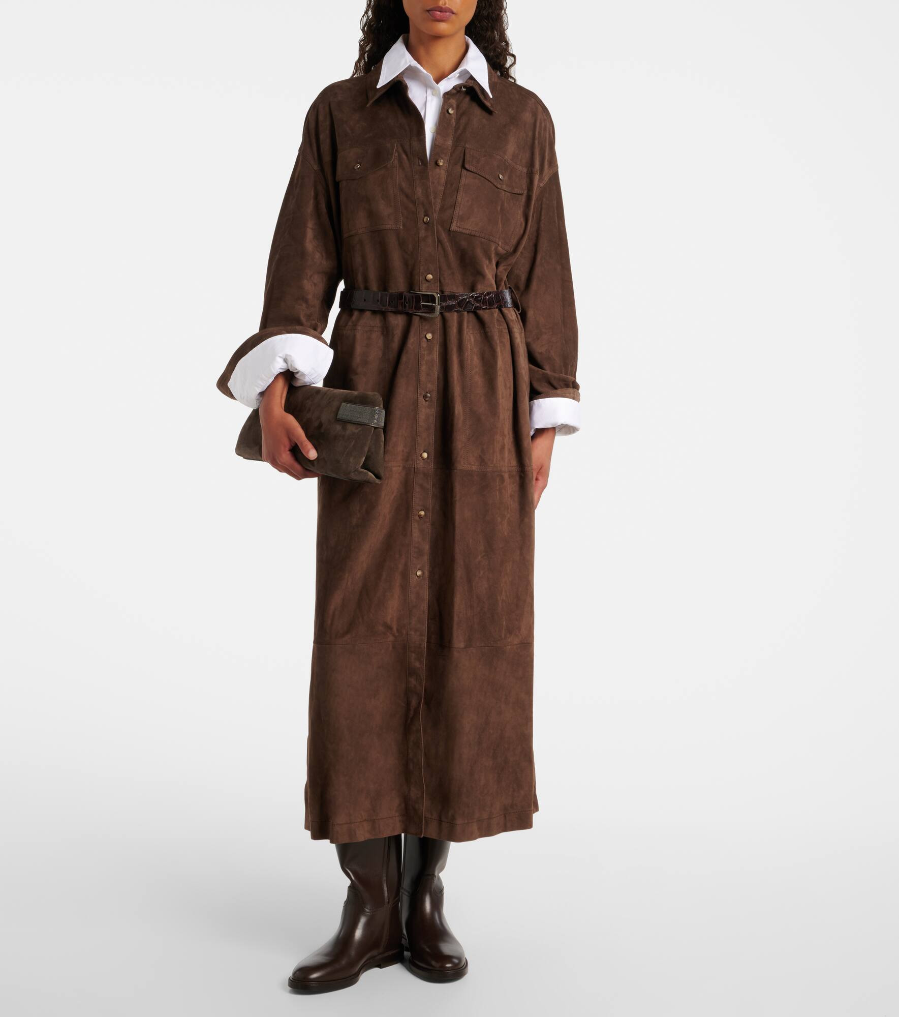 Monili belted suede shirt dress - 2