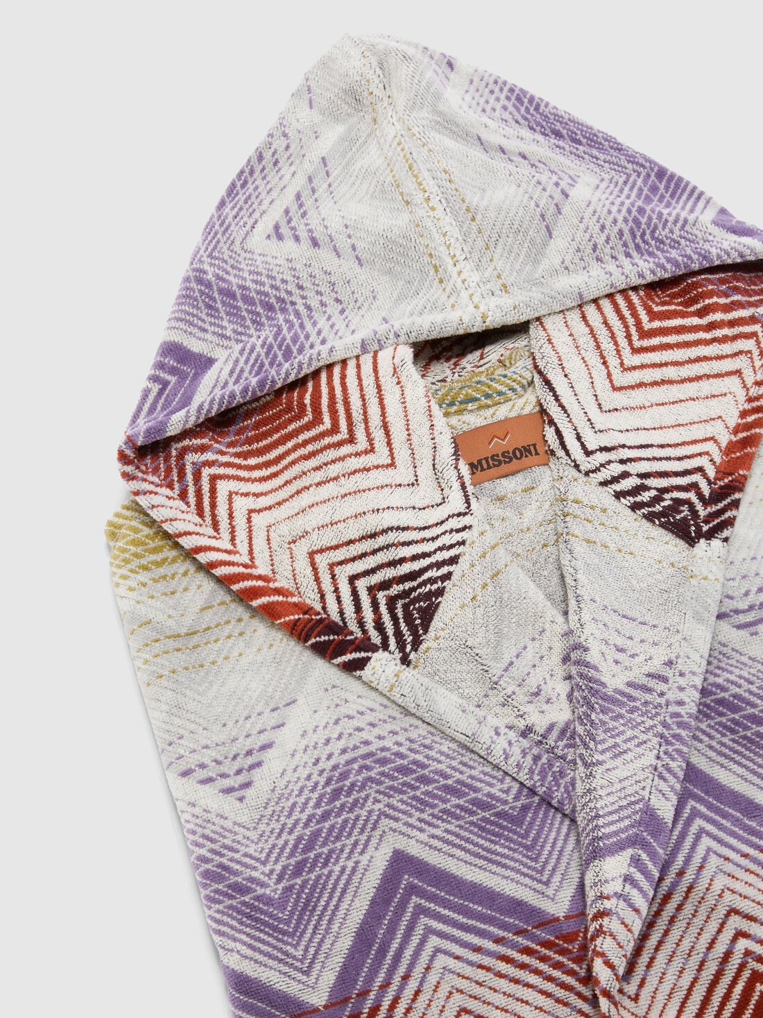 Marea Hooded Bathrobe in cotton terry with chevron pattern - 3