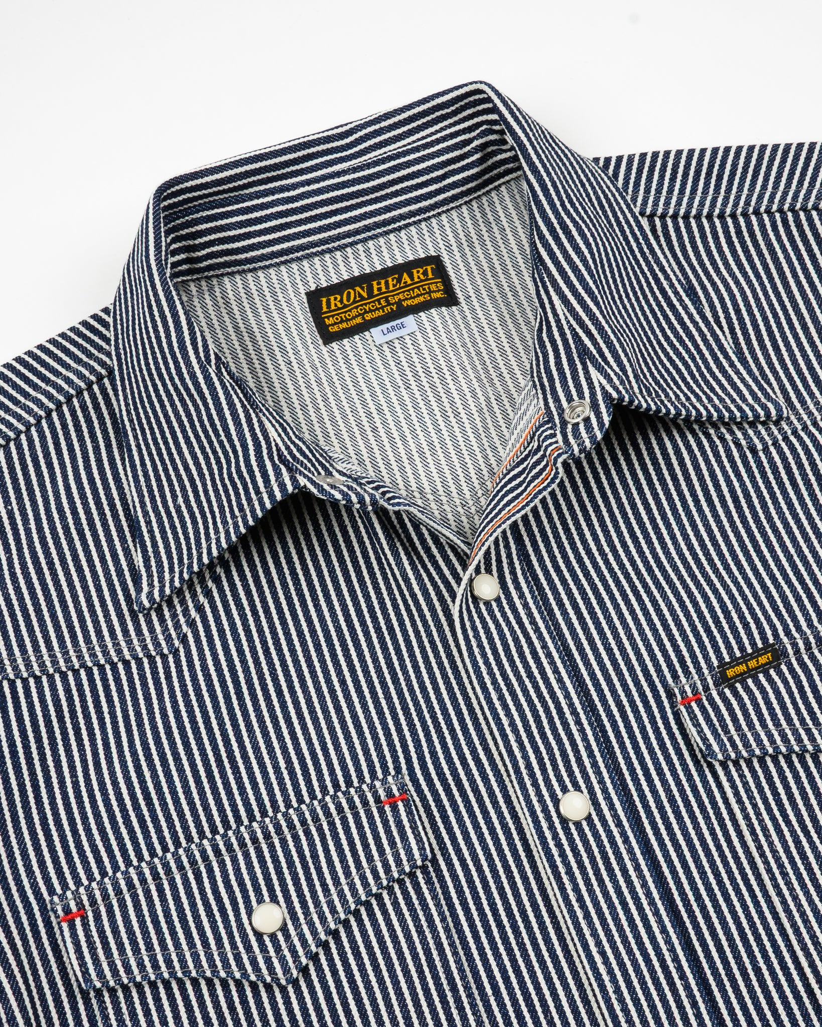 IHSH-07-IND 12oz Hickory Stripe Western Shirt - Indigo - 7