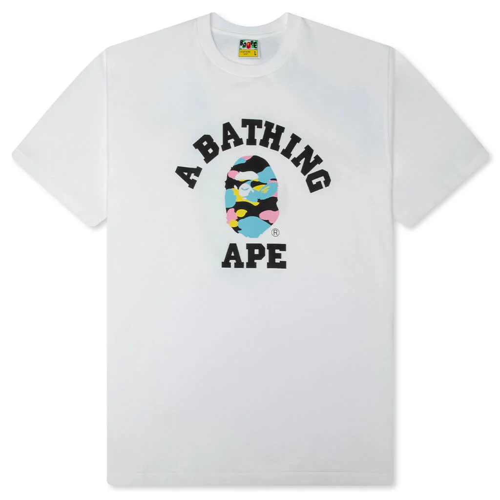 NEW MULTI CAMO COLLEGE TEE - WHITE - 1
