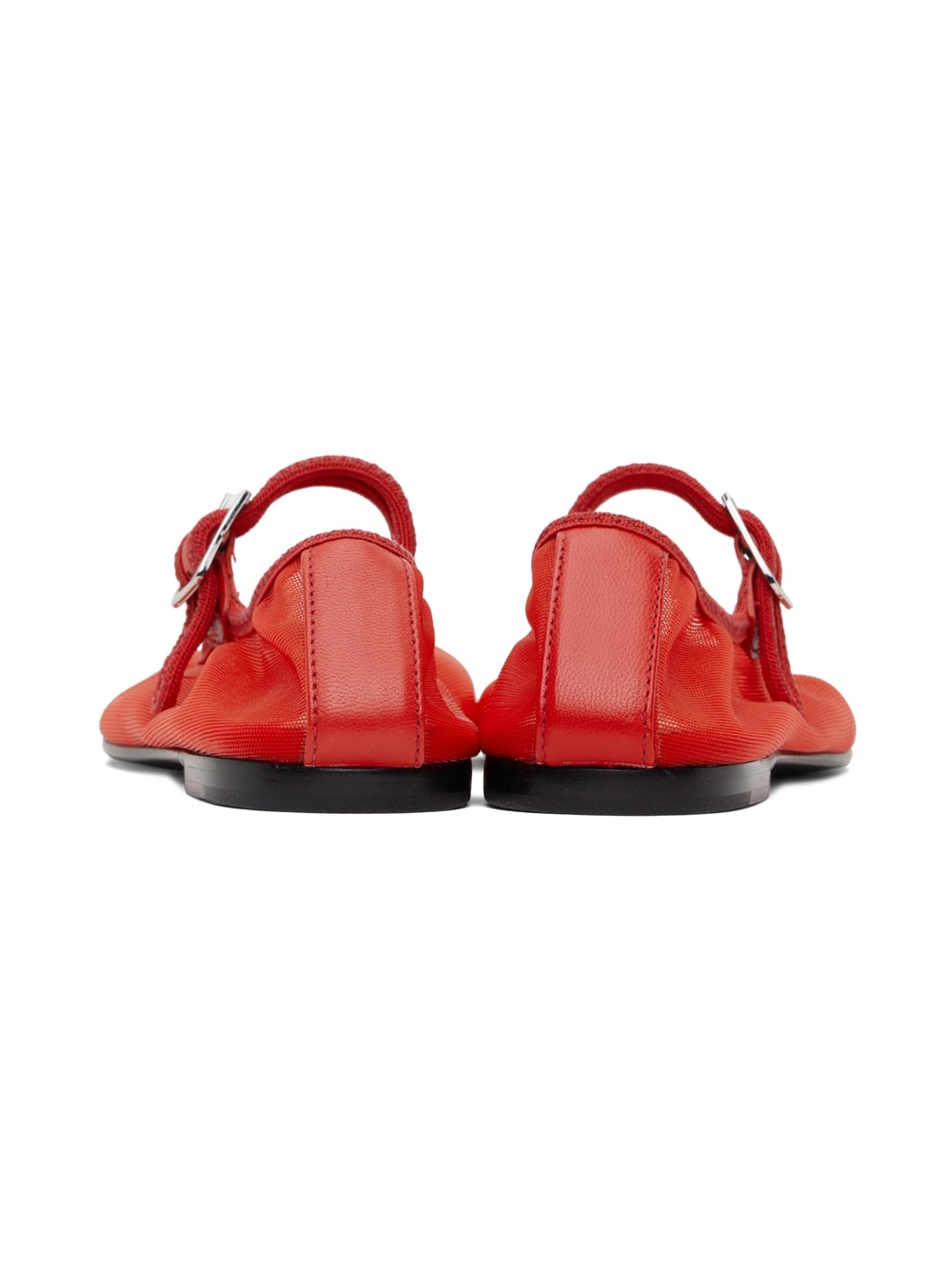 Red Mary Jane Mesh Ballerina Flats - 2