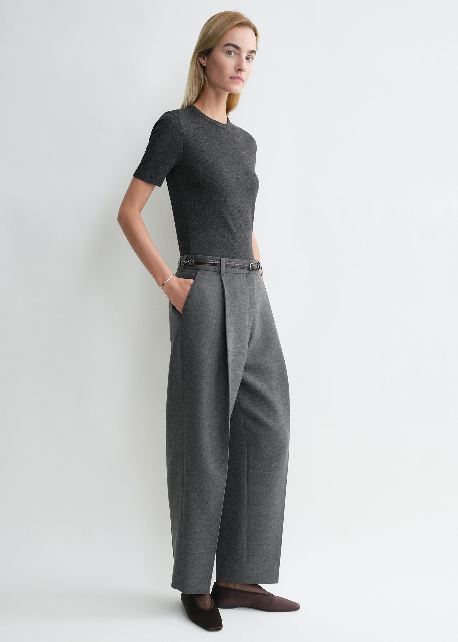 Classic rib tee charcoal melange - 2