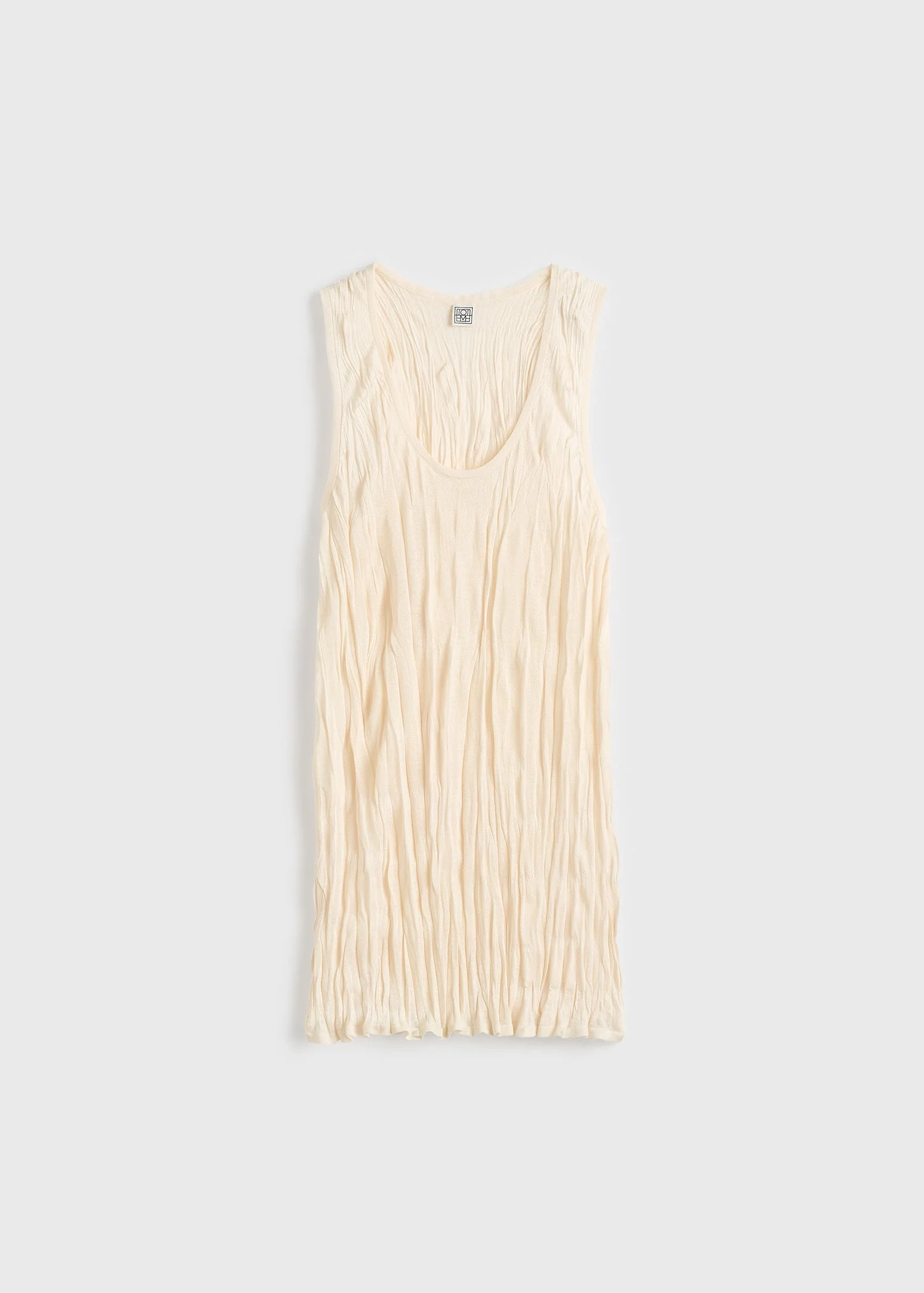 Crinkled knit tank pale apricot - 1