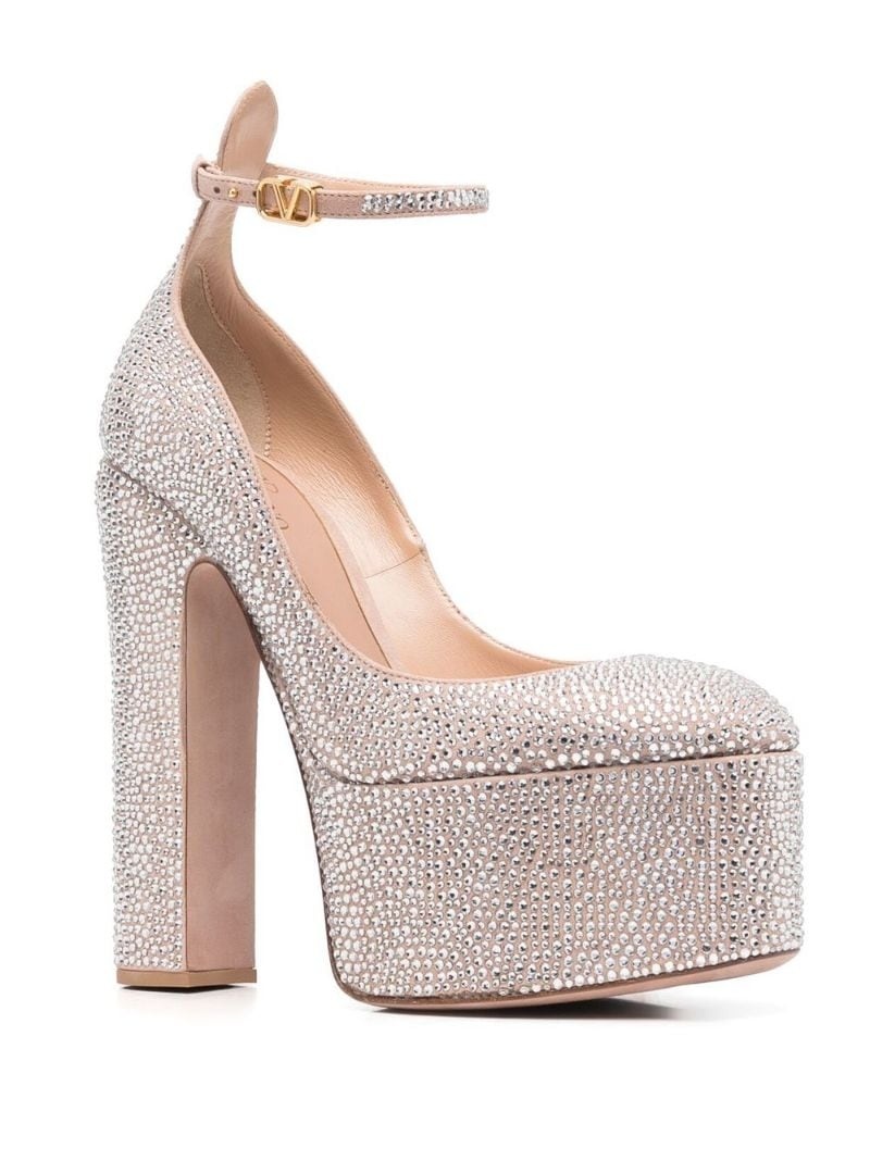 platform rhinestone pumps - 2