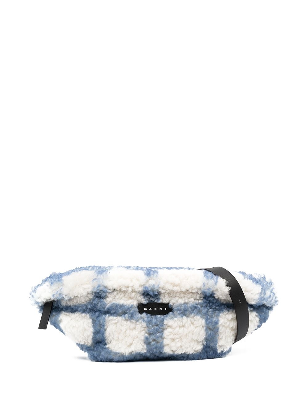 check-pattern shearling belt bag - 1