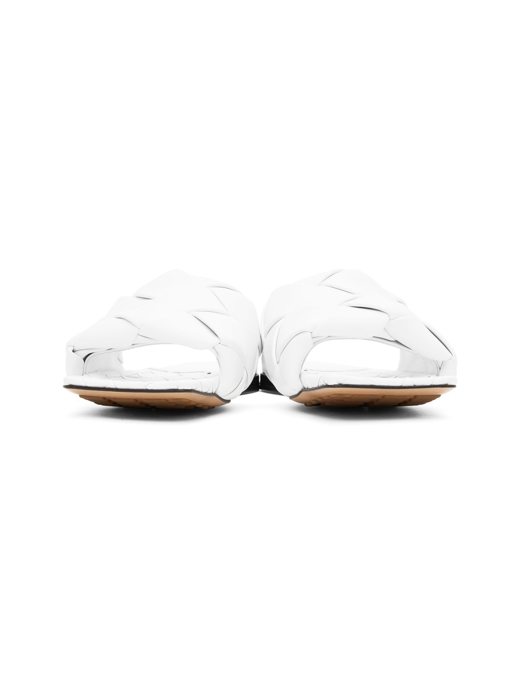 White Intrecciato Lido Flat Sandals - 2