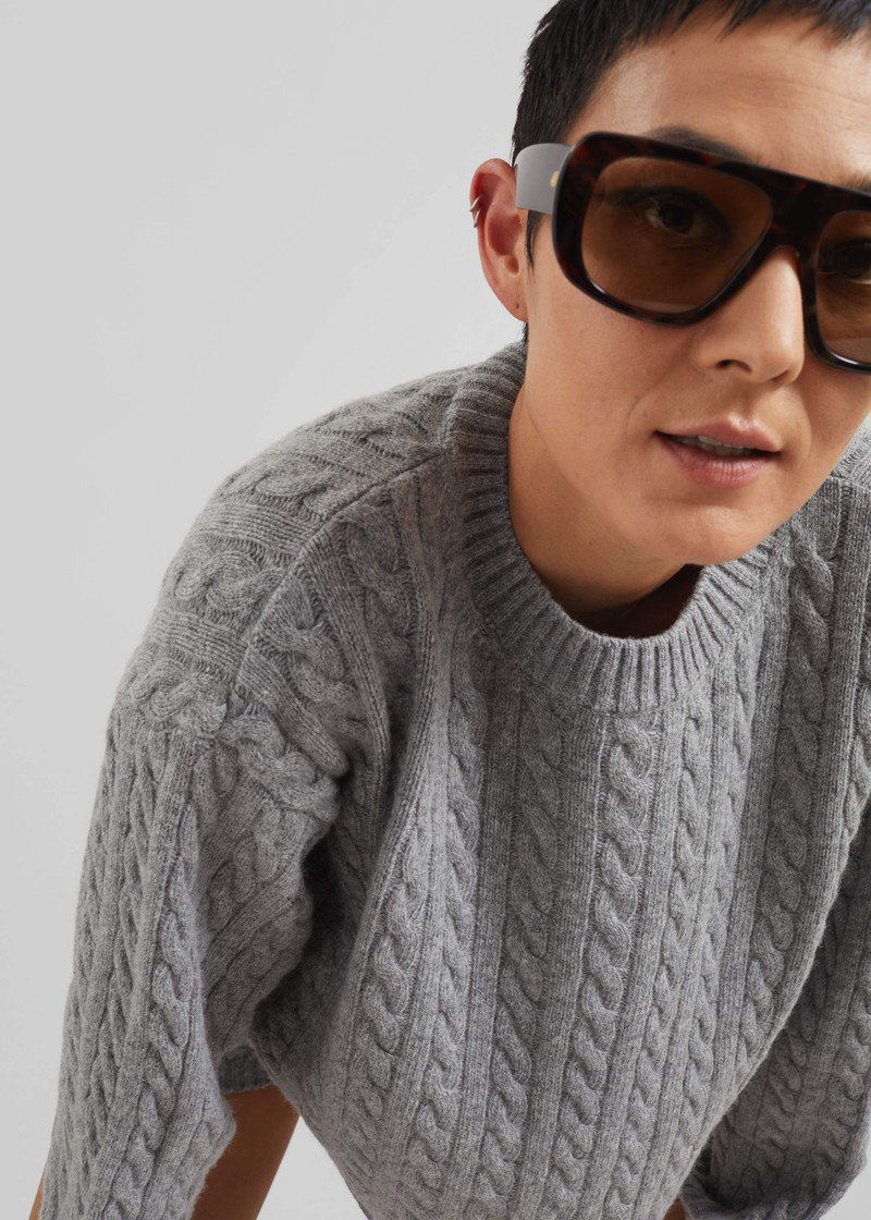Brisbane Cropped Boxy Sweater - Grey 5