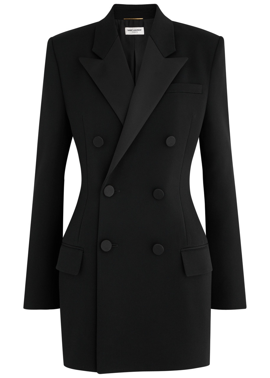 【送料&関税込】Saint Laurent Double-breasted Wool Blazer Double-breasted wool blazer in black - Saint Laurent | Mytheresa