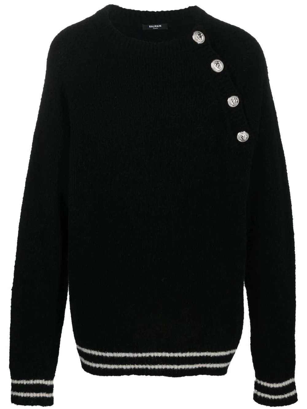 button-fastening crew-neck jumper - 1