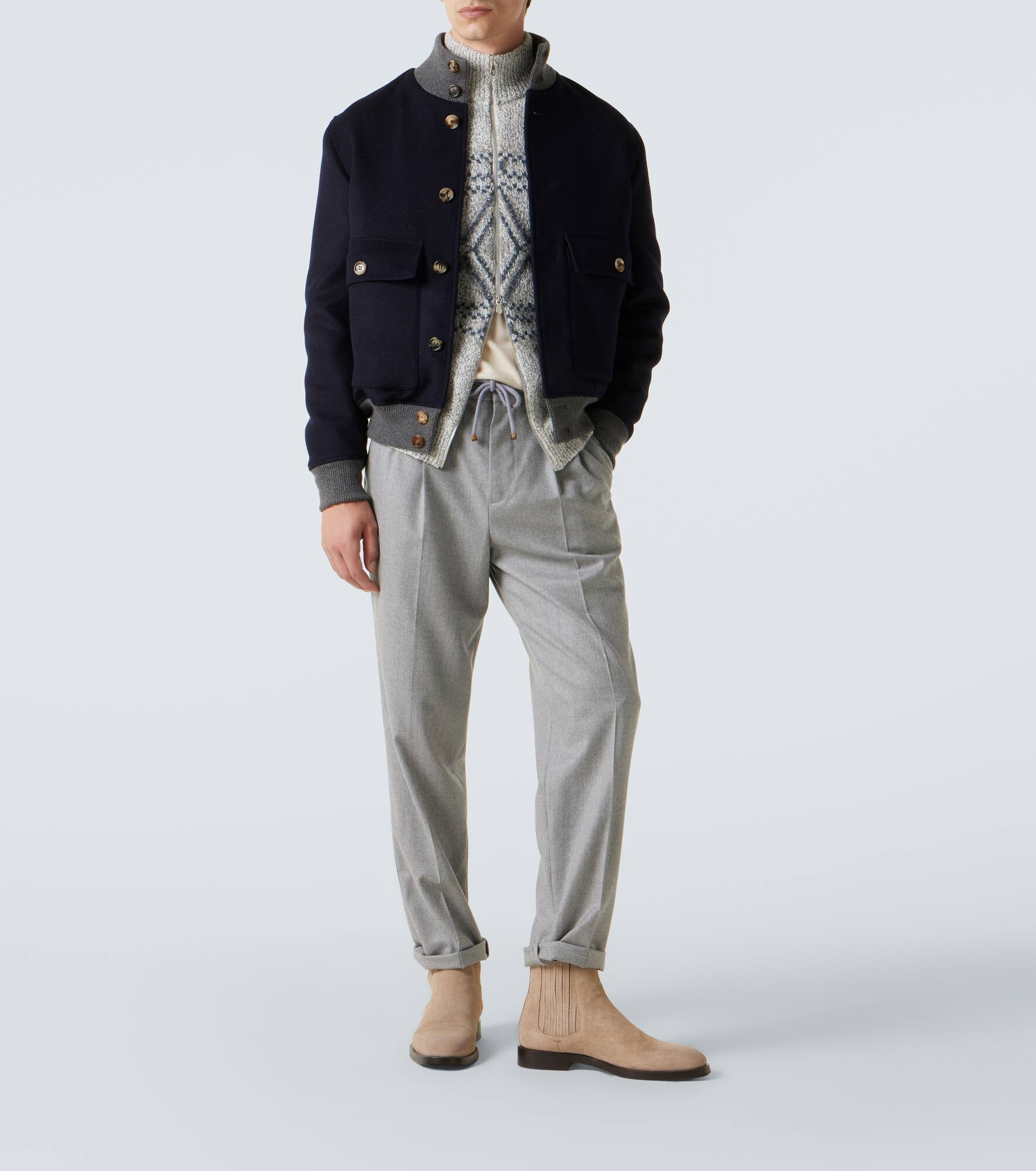 Argyle wool, silk and cashmere cardigan - 2