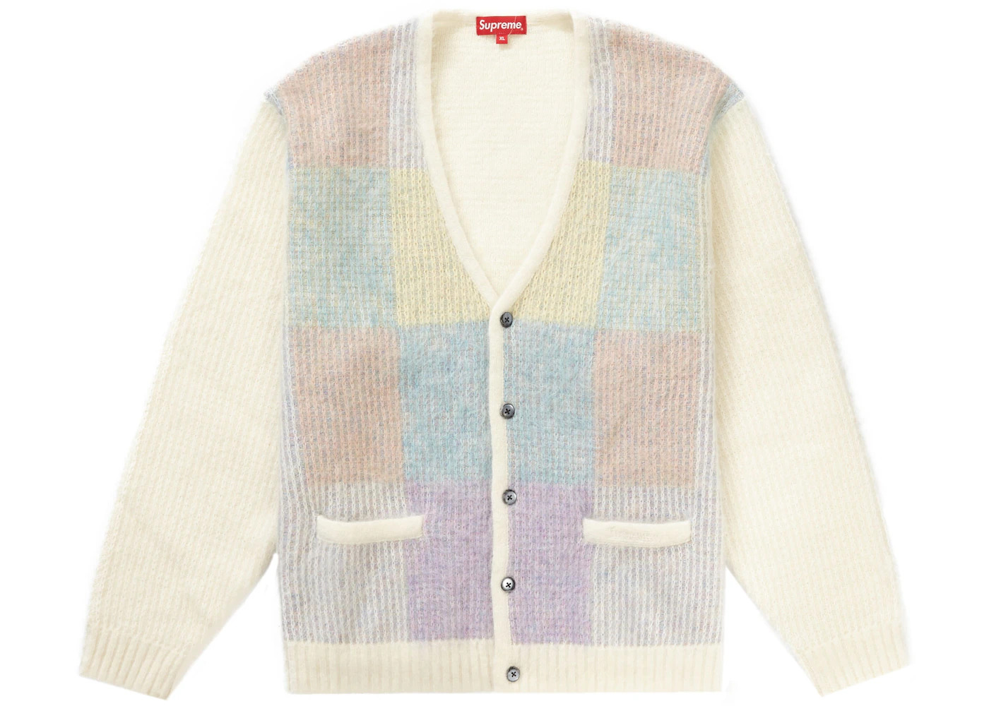 Supreme Brushed Grid Cardigan White - 1