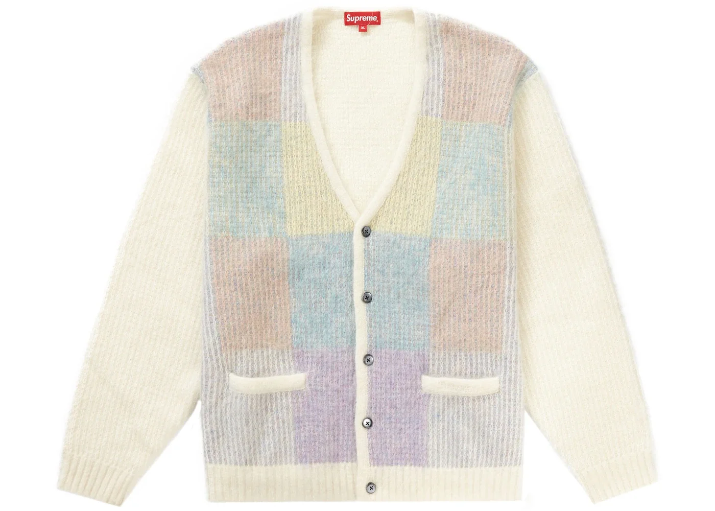 Supreme Brushed Grid Cardigan White - 1
