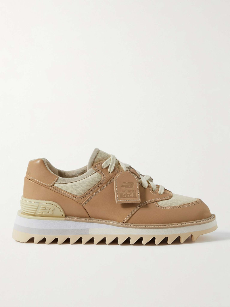 Tokyo Design Studio 574 Suede-Trimmed Leather and Canvas Sneakers - 1